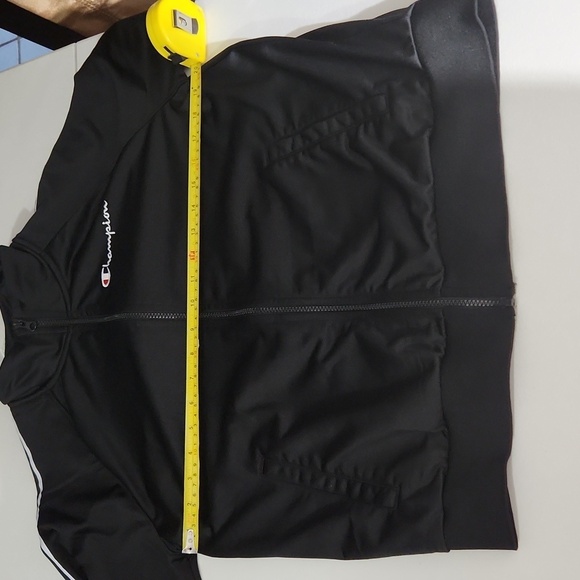 Champion Womens Jacket Size L Track Jacket Arm Stripes Script Logo Black White - Picture 9 of 12